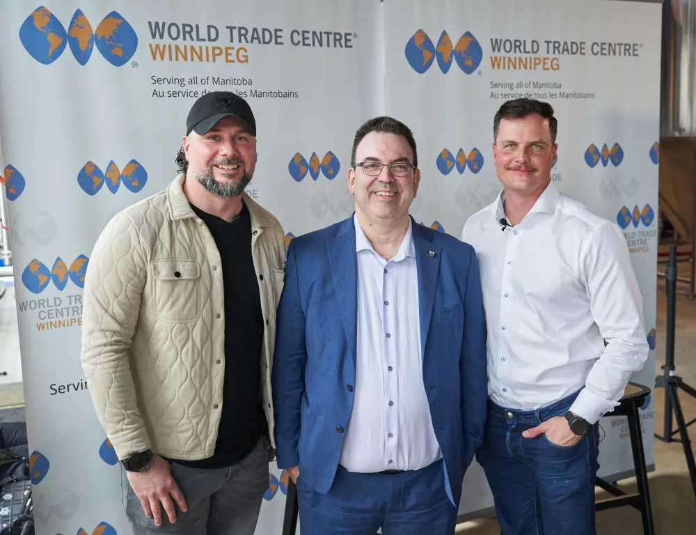 At the WTC Talks May 2024 event, Landon Kroeker, Andre Brin, and Kevin Selch.